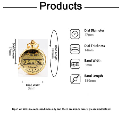 Gold Pocket Watch - I Love you Gift For Your Son -